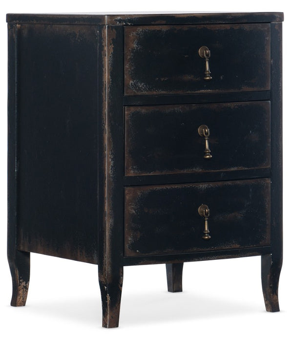 Hooker Furniture Ciao Bella Telephone Table With Distressed Black Finish, 3 Drawers & Usb Outlet For Small Spaces 5805-90115-99