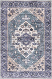 Nourison Brilliance Machine Washable WSB03 Machine Made Power-loomed Ornamental Border Indoor Only Vintage Bohemian Rug Teal Blue, Teal Blue 100% Polyester 99446914279