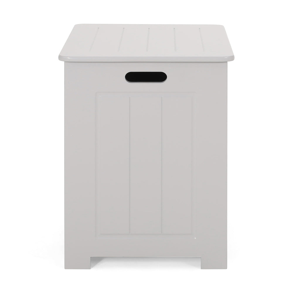 English Elm Christopher Knight Home® - BATHROOM Modern Light Grey Faux Wood Laundry Hamper with Flip-Top Lid, Vertical Slats, 20"W x 20.25"H 66608.00LGRY