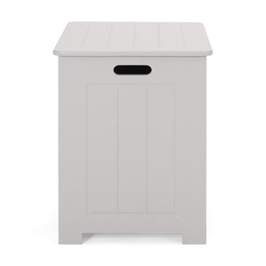 English Elm Christopher Knight Home® - BATHROOM Modern Light Grey Faux Wood Laundry Hamper with Flip-Top Lid, Vertical Slats, 20"W x 20.25"H 66608.00LGRY