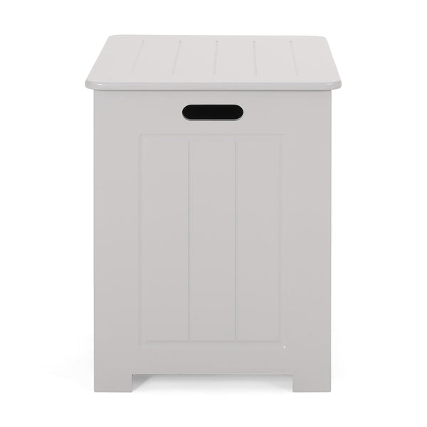English Elm Christopher Knight Home® - BATHROOM Modern Light Grey Faux Wood Laundry Hamper with Flip-Top Lid, Vertical Slats, 20"W x 20.25"H 66608.00LGRY