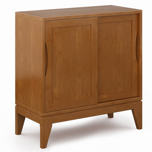 English Elm Harper Mid-Century 30" Solid Hardwood Low Storage Cabinet with Sliding Doors, Eco-Friendly Finish Light Brown B136P158722