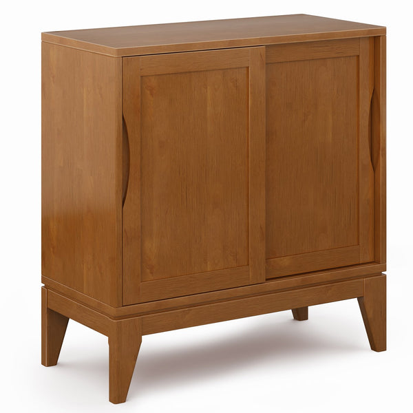 English Elm Harper Mid-Century 30" Solid Hardwood Low Storage Cabinet with Sliding Doors, Eco-Friendly Finish Light Brown B136P158722