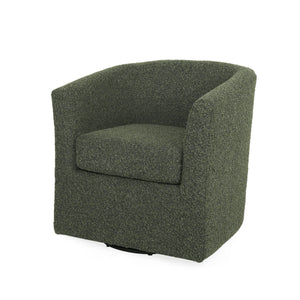 English Elm Swivel Barrel Club Chair Upholstered 360 Degree Base for Living Room Reading Nook 57685.00FBLKGRN