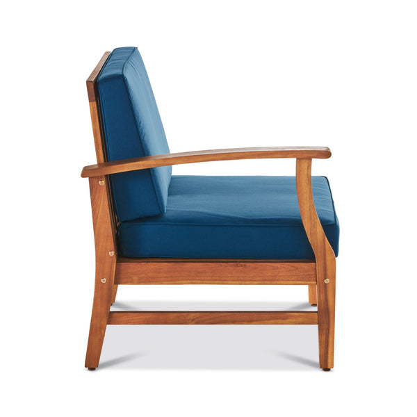 English Elm Perla Armless Accent Chair Tailored Low Profile Upholstered Seat for Living Room Blue 58941.00LBLU