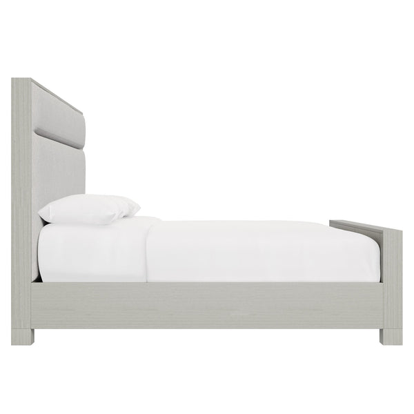 Bernhardt Bernhardt Stratum Panel Bed King — Mist Wood Frame With Upholstered Headboard, Glamorous Transitional Elegance K1898