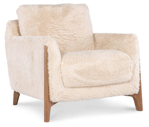 Hooker Furniture Cynthia Plush Yakety Yak Sand Faux Fur Accent Chair With Natural Wood Legs — Cozy Modern Comfort CC453-404