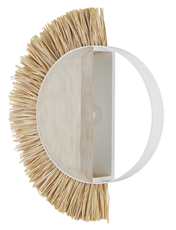 Seychelles Wall Sconce - Bohemian Wrought Iron Light with Raffia Accents for Coastal Elegance