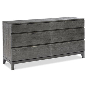 Bernhardt Bernhardt Menton Dresser In Sutton Rustic Oak With Six Drawers, Dark Graphite Pulls, Solid Base 352052