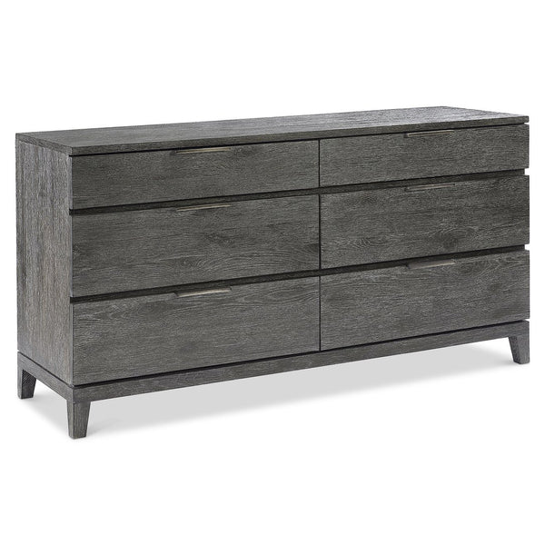 Bernhardt Bernhardt Menton Dresser In Sutton Rustic Oak With Six Drawers, Dark Graphite Pulls, Solid Base 352052