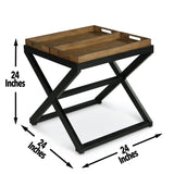 Steve Silver Topeka End Table - Reversible Trays, Transitional Design, Walnut & Ebony Finish - 61x61x61