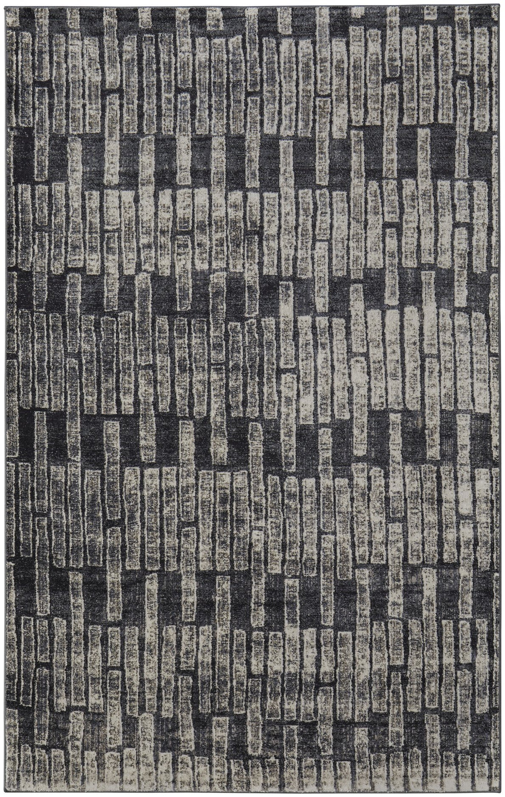 Feizy Rugs Kano Low Pile Geometric Rug - Distressed Polypropylene Blend, Stain & Fade Resistant, Versatile Style Gray,Black,Ivory Polypropylene,Polyester 86439lkfchl000g10