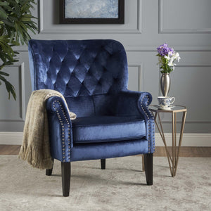 Christopher Knight Home® - Noble House - Tomlin Modern Glam Velvet Club Chair with Nailhead Trim