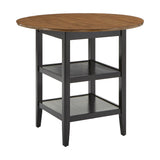 Homelegance By Top-Line Theordore Antique Finish 2 Side Drop Leaf Round Counter Height Table Black Rubberwood