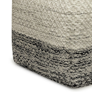 English Elm Macie Square Woven Outdoor/Indoor Pouf — Recycled PET Grey & White, Water + UV Resistant Seat 18" B136P159023