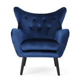 Christopher Knight Home® - Noble House - Seigfried Mid Century Navy Blue Velvet Arm Chair