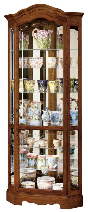 Hekman Furniture 680250 Jamestown Ii Curio Cabinet - Elegant Oak Yorkshire Finish With Adjustable Shelves & Lighting Yorkshire Oak Jamestown Ii Corner Curio Cabinet 680250