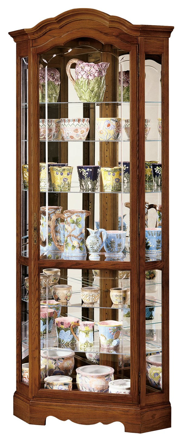 Hekman Furniture 680250 Jamestown Ii Curio Cabinet - Elegant Oak Yorkshire Finish With Adjustable Shelves & Lighting Yorkshire Oak Jamestown Ii Corner Curio Cabinet 680250