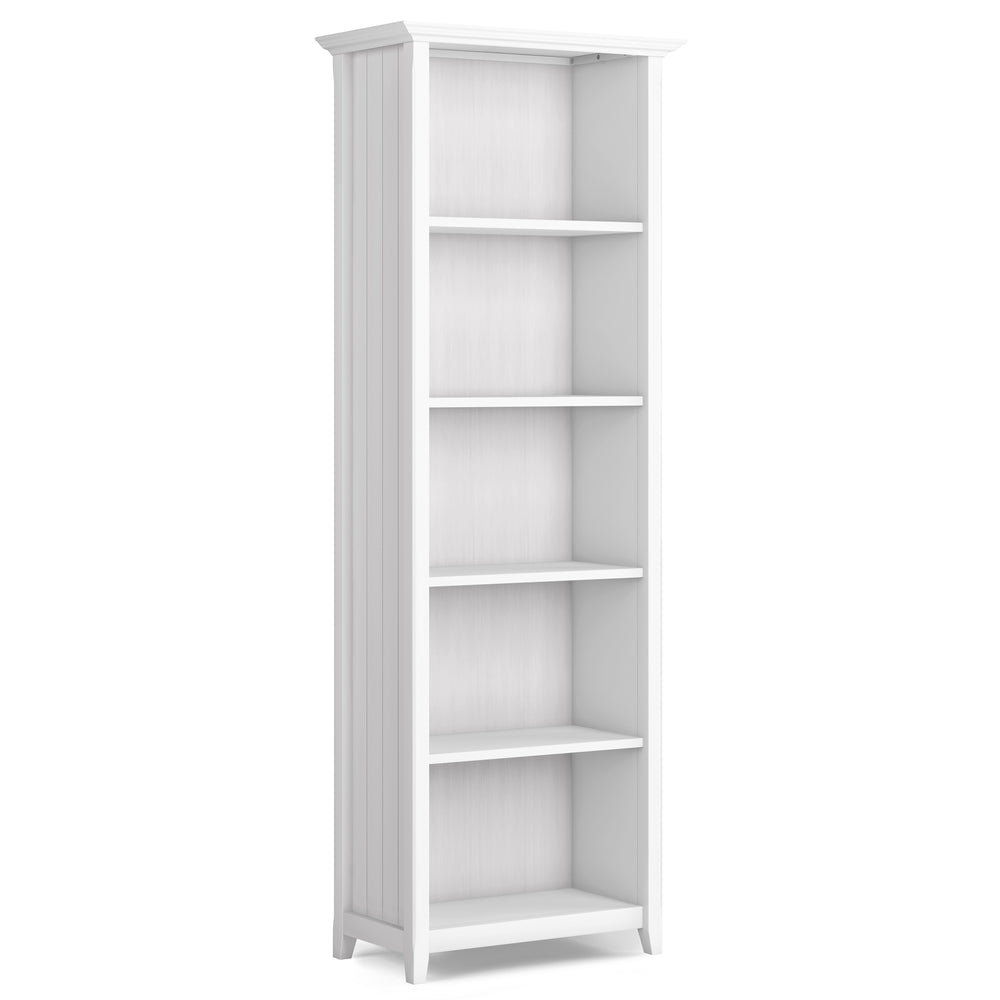 English Elm Acadian 5 Shelf Bookcase - Handcrafted White Solid Wood With Adjustable Shelves For Stylish Storage B136P158297