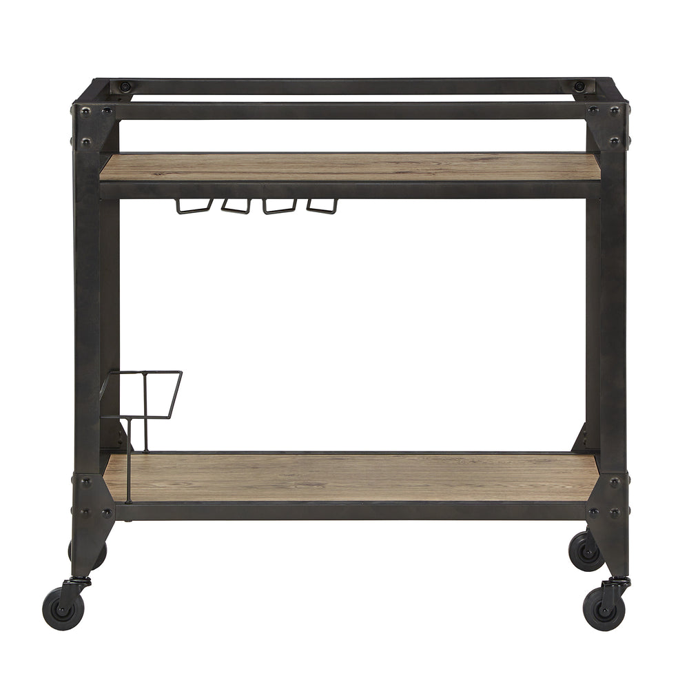 Homelegance By Top-Line Moira Grey Metal and Wood Bar Cart Black Engineered Wood