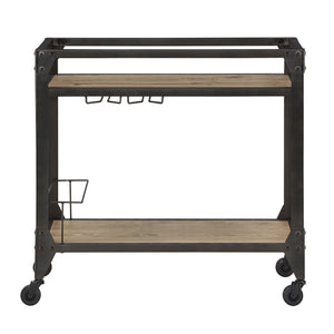 Homelegance By Top-Line Moira Grey Metal and Wood Bar Cart Black Engineered Wood