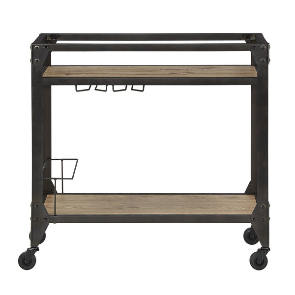 Homelegance By Top-Line Moira Grey Metal and Wood Bar Cart Black Engineered Wood