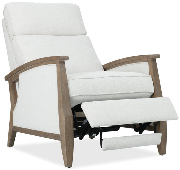 Hooker Furniture Ward Favara Ivory Power Recliner With Usb, Light Wood Frame, Bustle Back, Stain-Resistant Fabric RC848-PH-403
