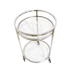 Pasargad Home Blake Bar Trolley - Stylish Stainless Steel And Glass Serving Table For Entertaining Clear Stainless Steel Psad-984