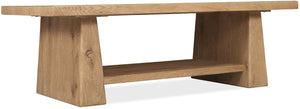 Hooker Furniture Driftwood Rectangular Cocktail Table With Buckboard Finish, Rustic Oak Look, Lower Shelf Storage And Sturdy Base Light Wood 6820-80110-80