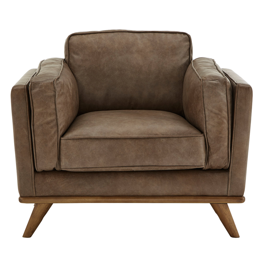 Homelegance By Top-Line Knox Dark Oak and Tan Oxford Leather Chair Tan Leather