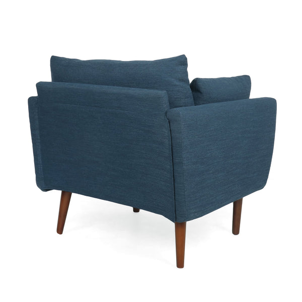 English Elm Christopher Knight Home® - CLUB Club Chair Upholstered Fabric Accent Chair with Walnut Birch Legs, Modern Sophisticated Seating Appeal Navy Blue 30.25 L x 25.75 W x 21 H 71573.00NBLU