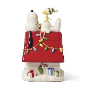 Lenox Snoopy Christmas Covered Candy Dish Multi, IVORY PORCELAIN 896324