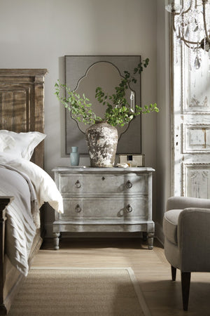 Hooker Furniture Boheme Verbena Bachelor's Chest Stonewash Blue 2-Drawer Cedar & Felt Lined With Integrated Lighting 5750-90017-BLU3