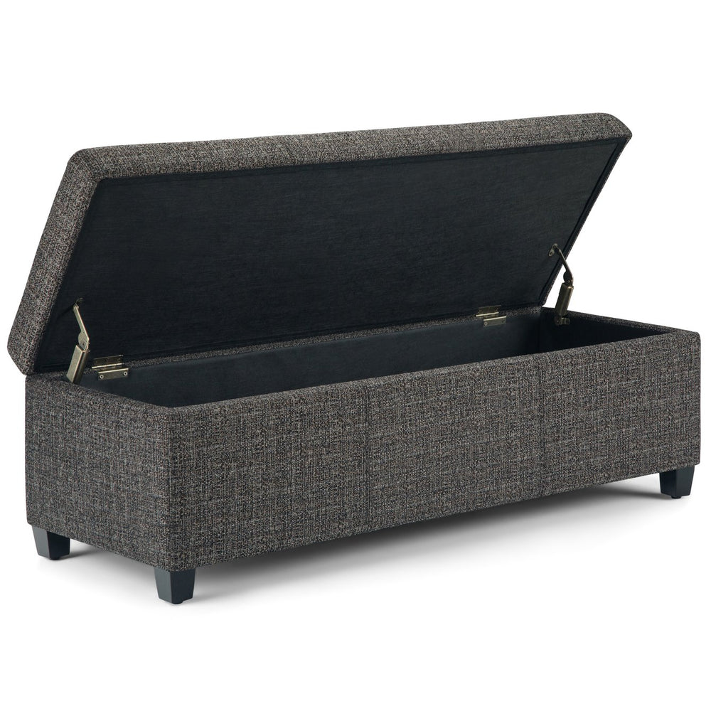 English Elm Avalon Storage Ottoman Bench - Stylish Dark Grey Upholstered Seat With Hidden Storage Compartment B136P158642