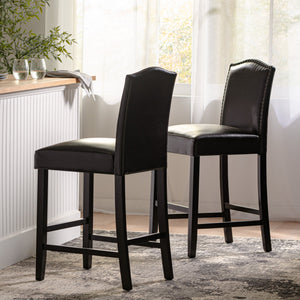English Elm Christopher Knight Home® - Set of 2 Upholstered Counter Height Barstools with Nailhead Trim, Plush Fabric Comfort & Sturdy Legs Brown 62369.00PU