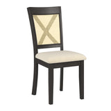 Homelegance By Top-Line Delroy Cane Accent X-Back Dining Chairs (Set of 2) Black Rubberwood