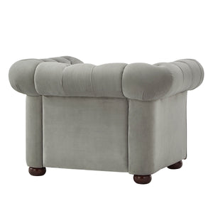 Homelegance By Top-Line Pietro Tufted Scroll Arm Chesterfield Chair Grey Velvet