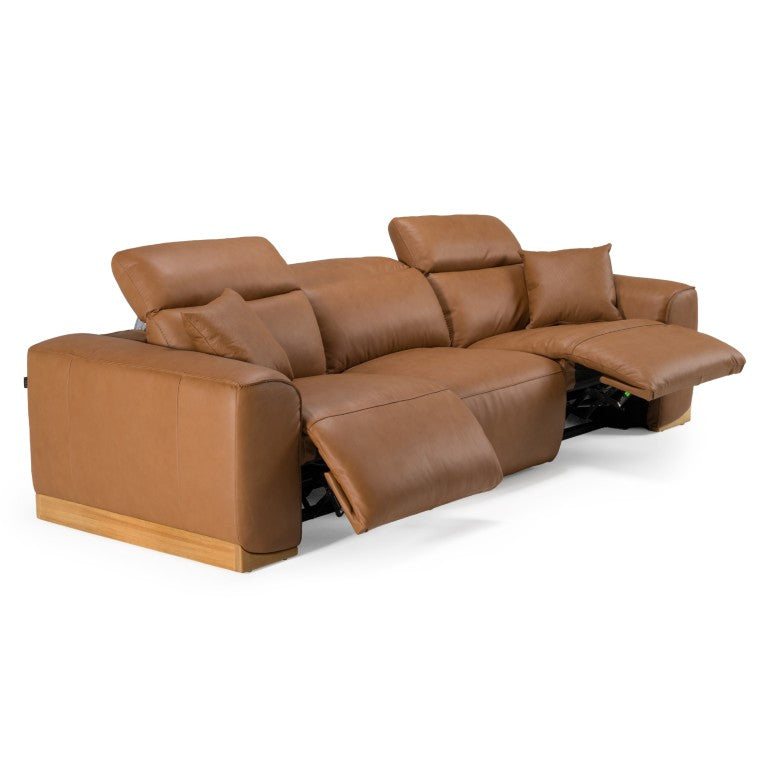 VIG Furniture Hagerty Modern Brown Leather 3-Piece Power Reclining Sofa Set With Two Electric Recliners, Plush Seating And Adjustable Headrests VGKV-KM.6035-BRN