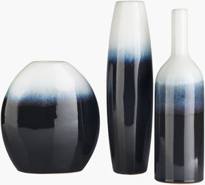 Livabliss Harris Sculptural Ceramic Vase Set of Three Graduated Heights for Patio or Entryway HAI001-SET