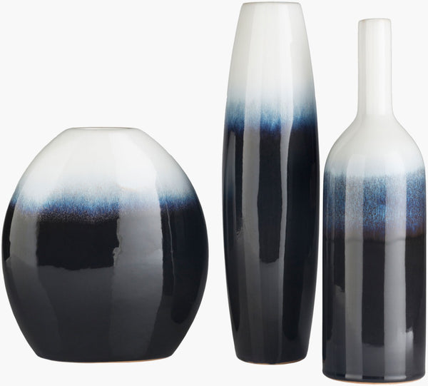 Livabliss Harris Sculptural Ceramic Vase Set of Three Graduated Heights for Patio or Entryway HAI001-SET