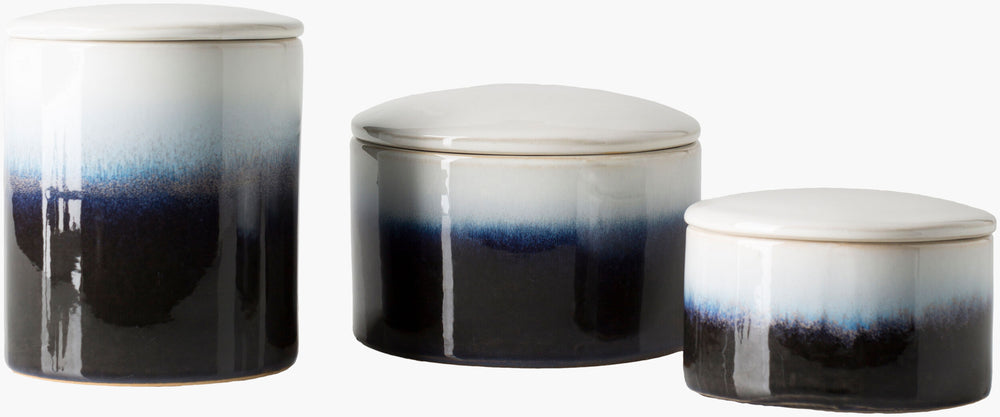 Surya Harris Decorative Ceramic Jar Set - Modern Design, Versatile Sizes For Home Decor, 30-day Warranty Navy Ceramic Hai003-set