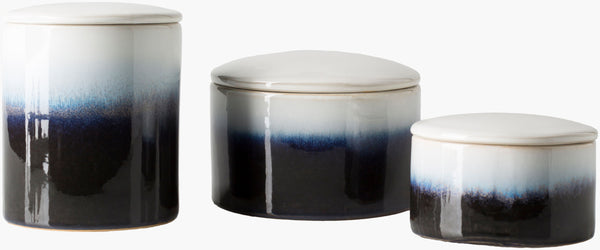 Surya Harris Decorative Ceramic Jar Set - Modern Design, Versatile Sizes For Home Decor, 30-day Warranty Navy Ceramic Hai003-set