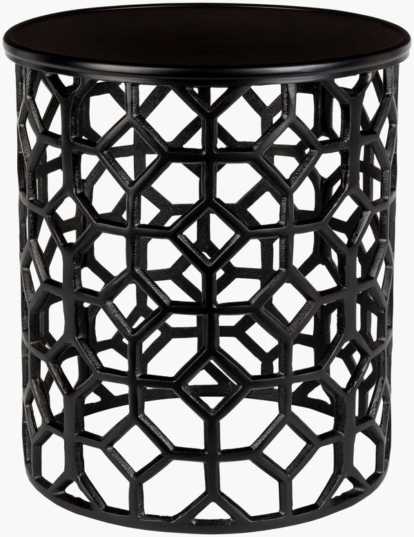 Surya Hale Modern Aluminum End Table - Sleek 16"H X 14"W X 14"D Design For Effortless Style & Versatility Top, Black,Base, Black Aluminum,Aluminum Hale-108