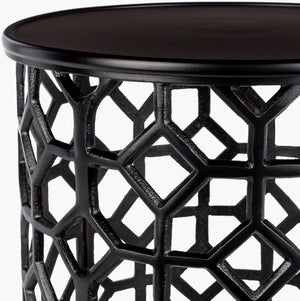 Surya Hale Modern Aluminum End Table - Sleek 16"H X 14"W X 14"D Design For Effortless Style & Versatility Top, Black,Base, Black Aluminum,Aluminum Hale-108