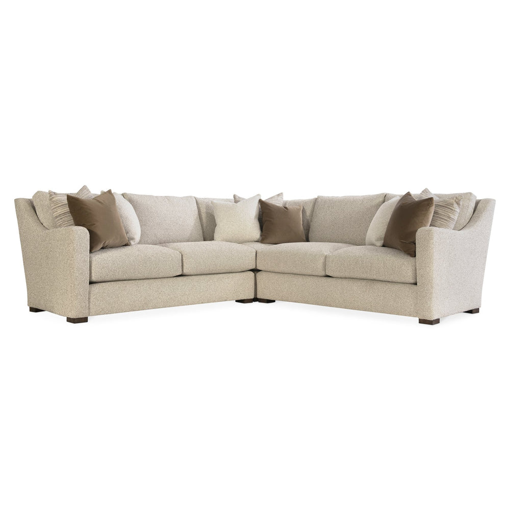 Bernhardt Bernhardt Ventura Custom Fabric Sectional — Transitional Curved Arms, Deep Cushions, Tailored Bustle Back - Made to Order K2079