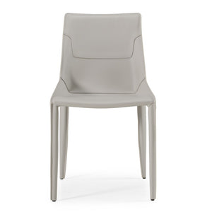 VIG Furniture Halo Modern Cognac Saddle Leather Chair Set Of 2 — Mid-Century Slim Frame, Durable Easy-Clean Finish Light Grey Dining Chair VGYF-DC1113-LTGR-DC