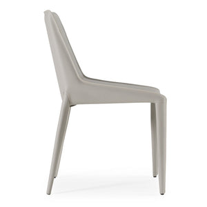 VIG Furniture Halo Modern Cognac Saddle Leather Chair Set Of 2 — Mid-Century Slim Frame, Durable Easy-Clean Finish Light Grey Dining Chair VGYF-DC1113-LTGR-DC