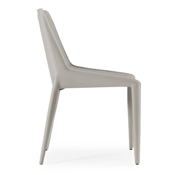 VIG Furniture Halo Modern Cognac Saddle Leather Chair Set Of 2 — Mid-Century Slim Frame, Durable Easy-Clean Finish Light Grey Dining Chair VGYF-DC1113-LTGR-DC