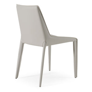 VIG Furniture Halo Modern Cognac Saddle Leather Chair Set Of 2 — Mid-Century Slim Frame, Durable Easy-Clean Finish Light Grey Dining Chair VGYF-DC1113-LTGR-DC