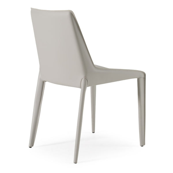 VIG Furniture Halo Modern Cognac Saddle Leather Chair Set Of 2 — Mid-Century Slim Frame, Durable Easy-Clean Finish Light Grey Dining Chair VGYF-DC1113-LTGR-DC